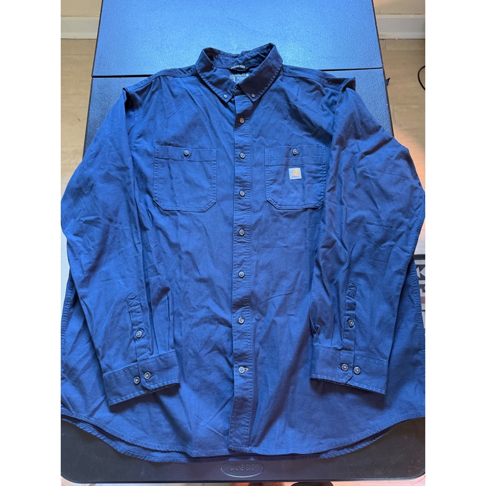 Carhartt Rugged Flex Relaxed Fit Shirt Mens 3XL Tall Navy Blue TW3554-M